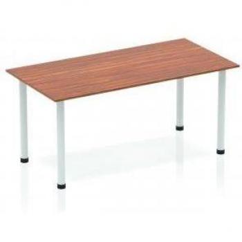 Impulse 1400mm Straight Desk with Walnut Top and Silver Post Legs (BF00185)