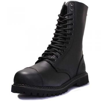 Grinders Herald Black Steel Toe 14 Eyelet Unisex Mid Calf Biker Boots Size UK 8