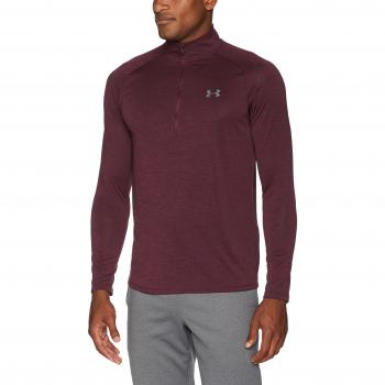 UA Men’s Tech ½ Zip Long Sleeve Top – Dark Maroon/Graphite, XL Edition