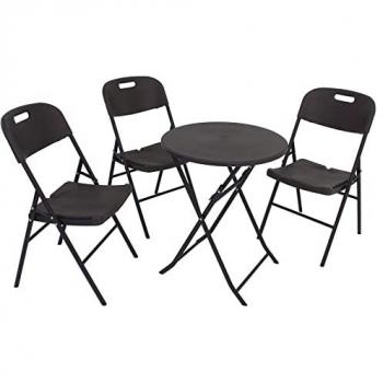 Balkonmöbel Set: Bistrotisch und 3 Stühle grau klappbar