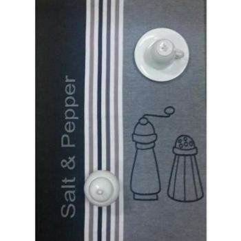 Set de 6 torchons Coralie sel et poivre noir 50x70 cm
