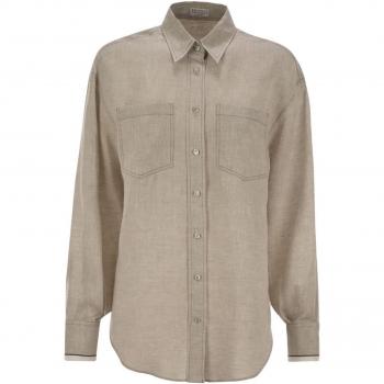 Medium Beige Juta Long Sleeve Shirt – Brunello Cucinelli Women’s Collection