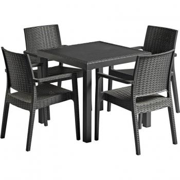 Ibiza Dark Grey Square Dining Table and Arm Chair Set