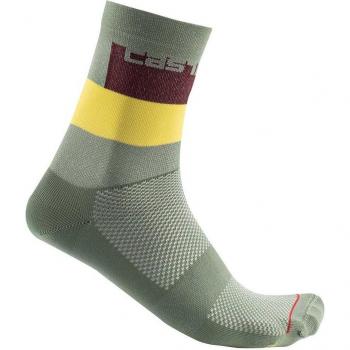 Calcetines Castelli Blocco 15 L-XL Verde Pálido Lila Amarillo