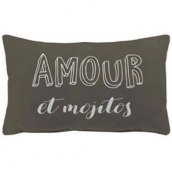 COTON IMPRIME PAQUET DECOUVERTE DU COUSSIN DEHOUSSABLE 30 X 50 CM PACIFIQUE TAUPE MOJITOS