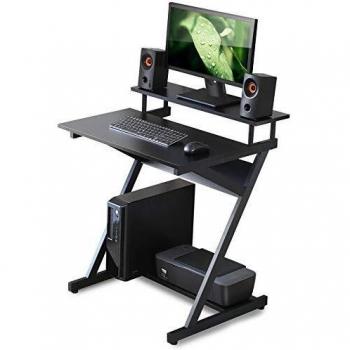 Z-Shaped Workstation by FITUEYES with Monitor Risers and Desk Space