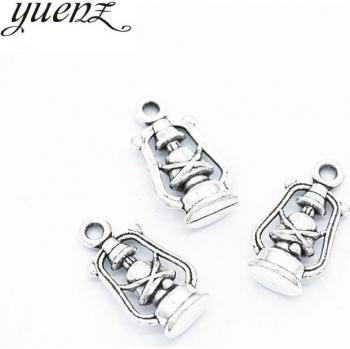 Antique Silver Kerosene Lamp Charms for Handmade Jewelry