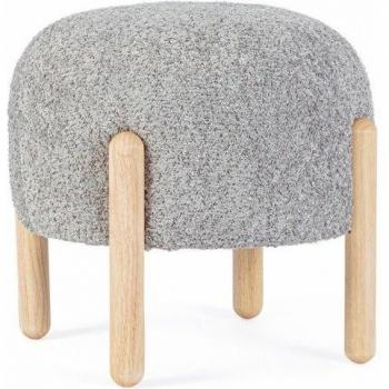 Tabouret Rond en Bouclette Gris