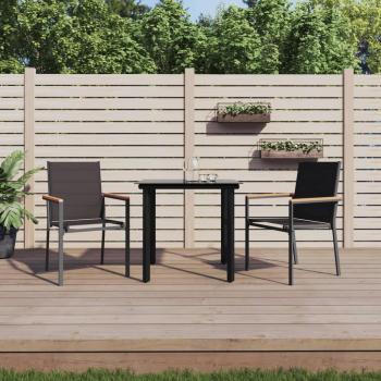 VidaXL Black Textilene and Steel 3 Piece Dining Set
