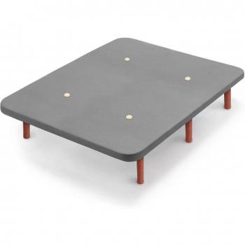 Cama Express Gris Tapizada con Patas Wengué – Diseño Moderno y Funcional