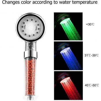 Handheld Shower Head with LED Light and Negative Ion Filter