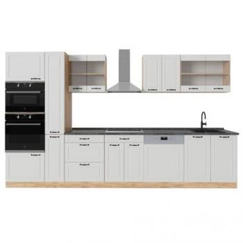 Cuisine R-Line complète 350 cm – Anthracite/PT, Blanc Campagnard/Chêne Doré – Vicco