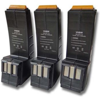3x Vhbw Power Tool Batteries for Festo/Festool (12V, 2100 mAh, NiMH)