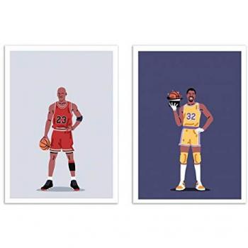 Colección Elad Shagrir: Michael Jordan & Magic Johnson, 30x40 cm