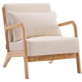 Sillón Madera Clinton Estilo Nórdico Beige