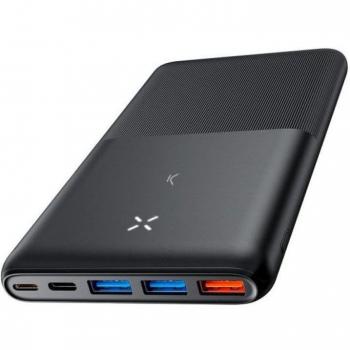 Powerbank Ksix Ultra Slim 20.000 mAh, Ultra fina, Polímero de litio, 20 W, Power Delivery, Cable USB-C a USB-C, Negro