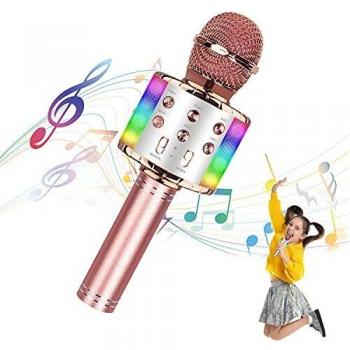 Microphones for Kids Wireless Bluetooth Microphone,Portable Handheld Toy Karaoke Mic Speaker Machine, Home KTV Player with Record Function, Compatible with Android iOS Devices