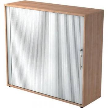 Armoire à rideaux ULM 3 ordnerhoogten aluminium argent B 1200 x D 400 x H 1100 mm motif noyer