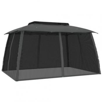 VidaXL Pavillon Doppeldach Anthrazit 3,93x2,93m mit Moskitonetzen