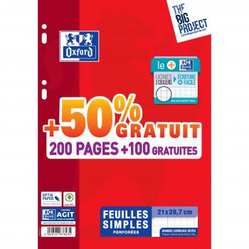 200 feuilles simples seyes perforées 90gr Oxford A4