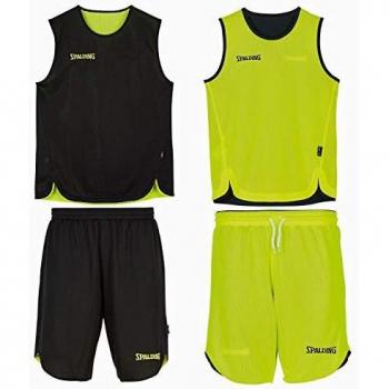 Spalding Mini Doubleface Réversible T-shirt Noir Jaune Fluo