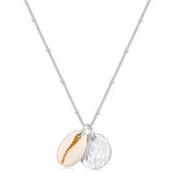 Elli Kette mit Anhänger »Kauri Muschel und Plättchen Kugelkette 925 Silber«