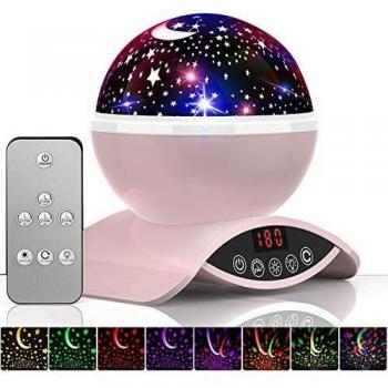 Amouhom Sternenhimmel Projektor, LED Nachtlicht mit Fernbedienung, wiederaufladbare Batterie, 360° drehbar, Schlaflicht für Kinderzimmer, romantisches Geschenk für Frauen
