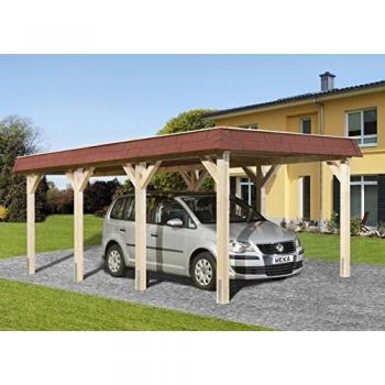 Weka Einzelcarport »Leimholz-Flachdach-Carport 615 Gr.1«, Holz, 270 cm, naturbelassen, Flachdach aus verzinktem Stahl mit Trapezprofil