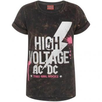 Camiseta Alta Tensión Negra AC/DC Niñas