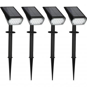 Set 4 faretti LED solari per giardino 17x10x48,3 cm nero