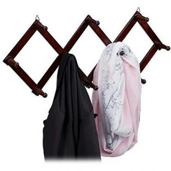 Appendiabiti da Parete, Attaccapanni in Legno, 10 Ganci, Marrone Scuro