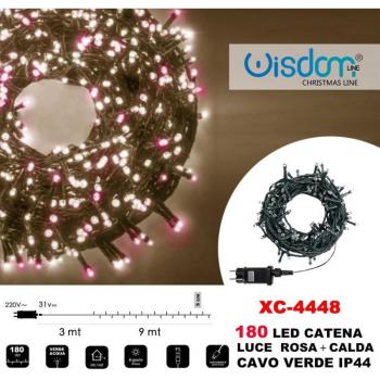 Cadena de Luz LED 180 Luces de Luciérnagas Rosa + Verde IP44