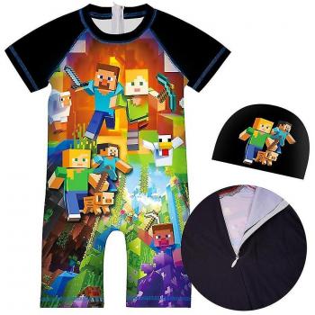 Tunique Monoplace Mssugar Minecraft – Maillot de Bain pour Garçons, 6‑7 ans