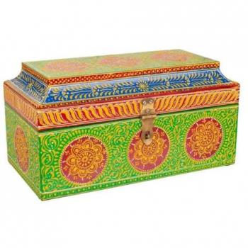 Baúl Joyero de Madera Pintado Artesanal Multicolor Alexandra House