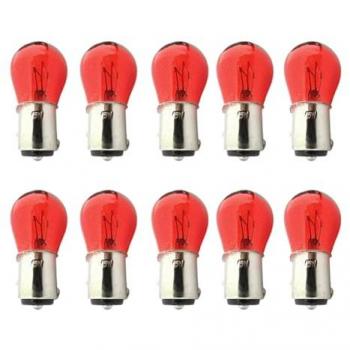 Confezione da 10 Lampadine Alogene S25 P21/5W BAY15D 12V 21/5W Rosso Doppio Filamento