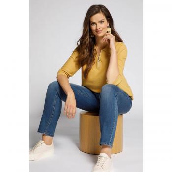 Women's Plus Size Zip Front Polo Sweater, Beige, Size 20/22, Cotton/Viscose/Synthetic Fibers