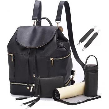 BackPack Baby Essentials 5-Set PU Leather Diaper Kit