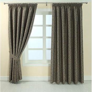 Fully Lined Grey Floral Jacquard Curtain – 46 Drop