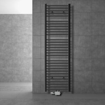 Radiateur LuxeBath 500 x 1800 mm Anthracite Raccord central universel, finition sombre
