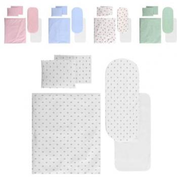Lorelli Kinderwagen-Bettwäsche Set 5-teilig, Decke 78 x 62, Kissen 35 x 25, Laken in Weiß