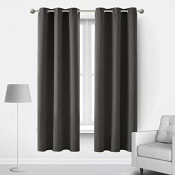 Deconovo Thermal Insulated Eyelet Blackout Curtains Light Grey 42 x 72 Inch 2 Panels