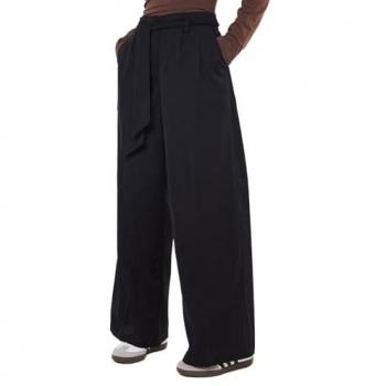Black Petite Paperbag Belted Wide Leg Trunks – UK 14
