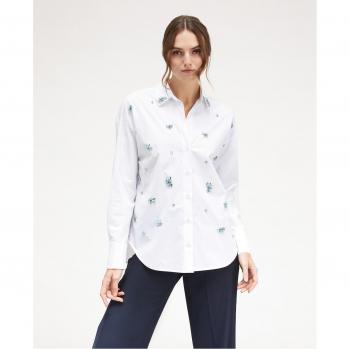 Camisa oversize con bordado de piedras