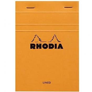 Rhodia A6 Orange Head Stapled Notebook N°13, 10.5x14.8cm, 80 Lined Pages, 80g