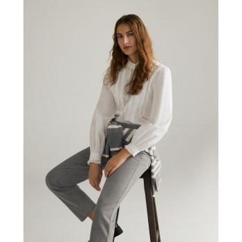 Blusa de manga larga con jaretas para mujer
