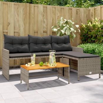 VidaXL Outdoor L-Shaped Sofa with Cushions and Coffee Table