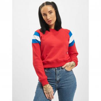 Urban Classics Ladies Crew T-Shirt with Sleeve Stripe Red Flash/Blue Fluo/White XL