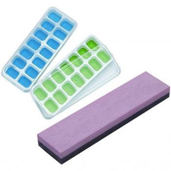 800/3000 Grit Dual-Sided Knife Sharpener Stone with Ice Square Trays