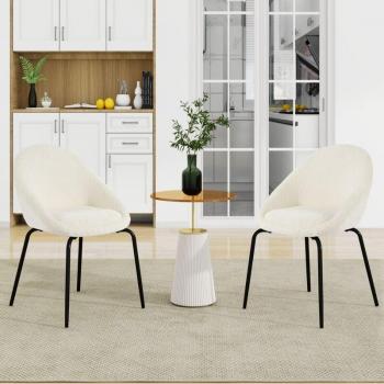 Sedie Curly Metallo 2 unità con Poggiapiedi, Bianco