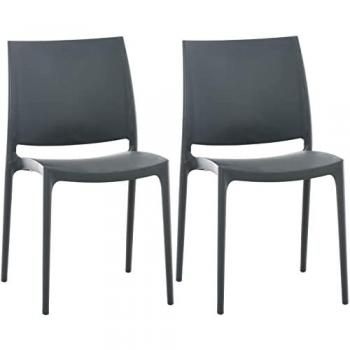 Juego de 2 sillas apilables de plástico Maya gris oscuro